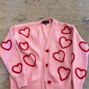 Target Pink Heart Pattern Sweater small
